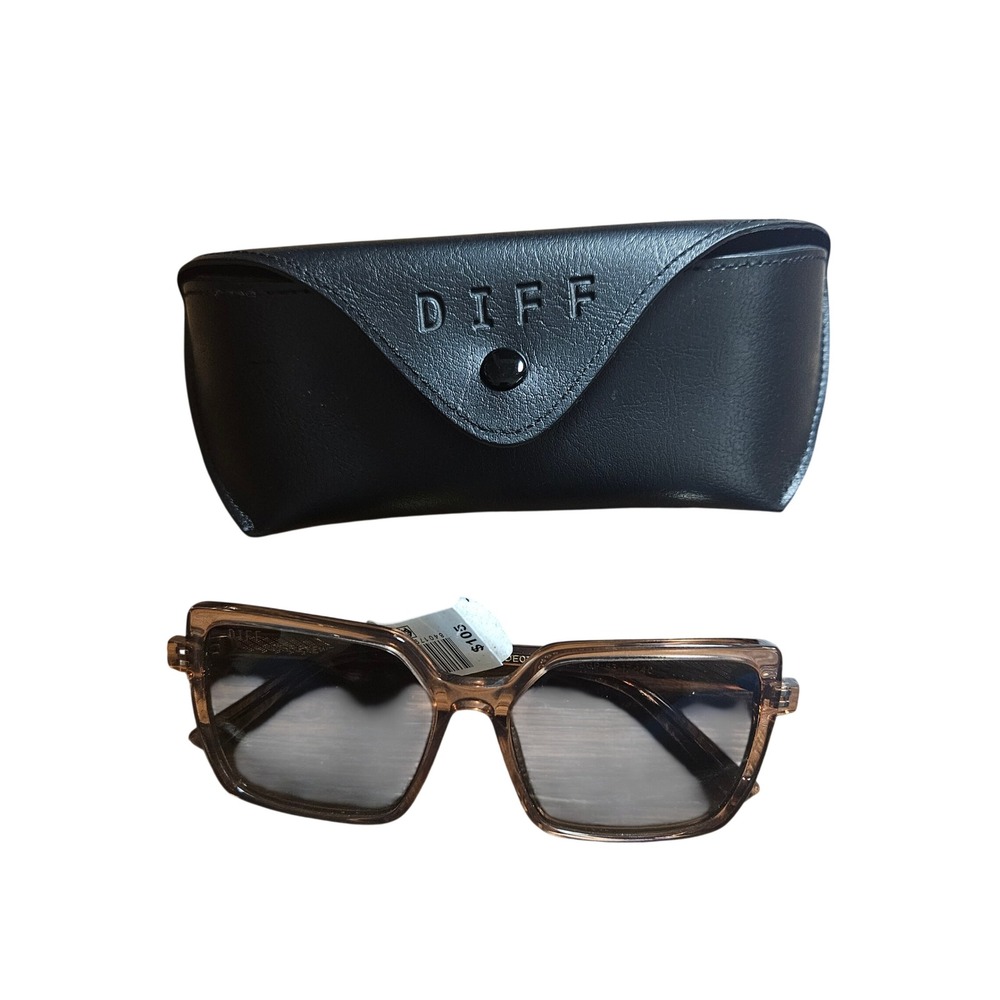 DIFF Eyewear Esme Polarized Sunglasses Brown Square DE01-0489-CFBGP w/Case NWT